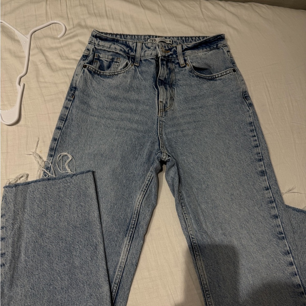 Zara Light Blue Straight Leg Jeans